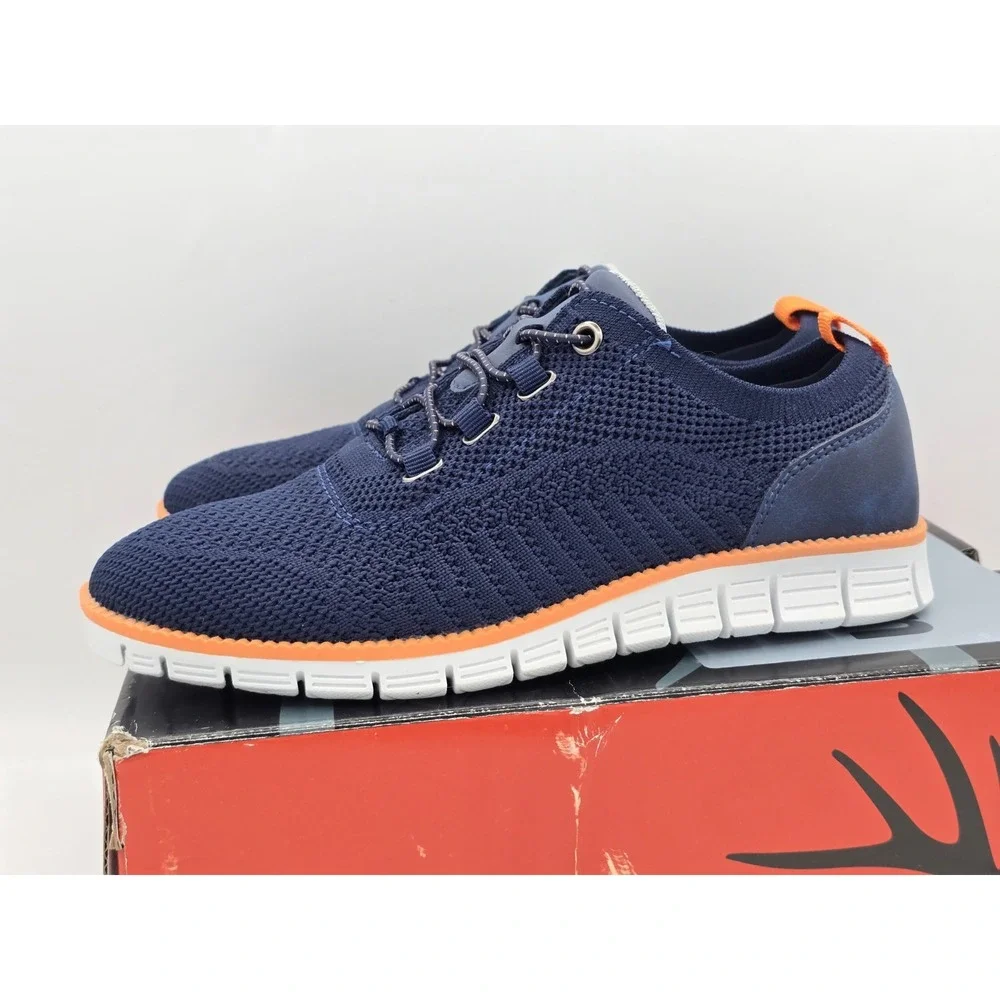 Deer Stags Boy's Status Jr Sneaker, Navy/orange Knit, Size 3 M Kid‎ Size